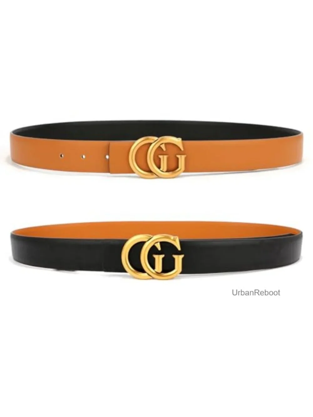 Reversible Leather Belt Gold Buckle 1.3